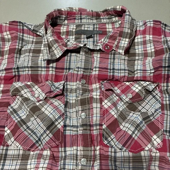 Old Navy Shirt Mens Red Plaid Slim Fit Long Sleeve Pockets Snap | Size XL - Picture 4 of 6